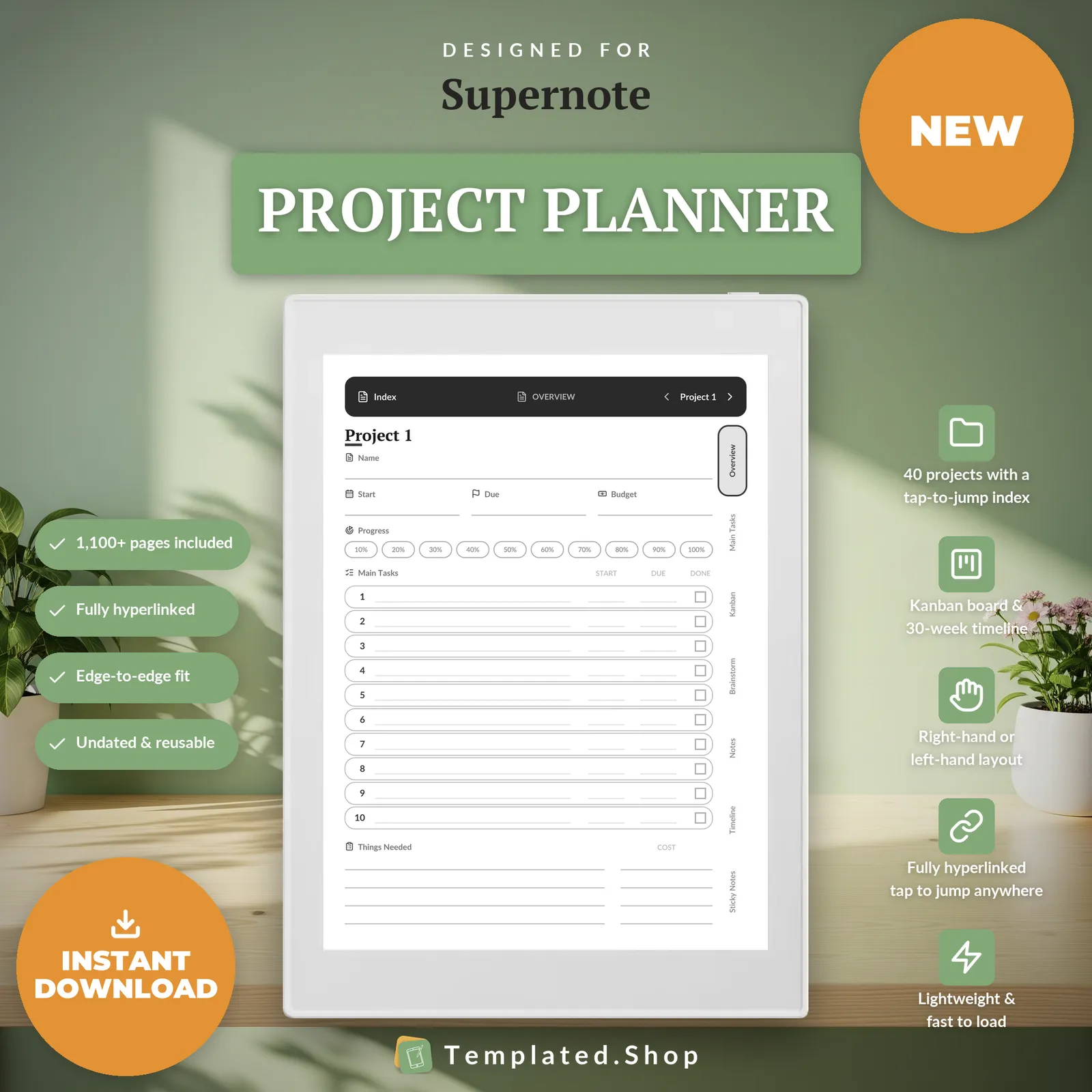 Project Planner on an e-ink tablet
